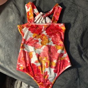Pink floral bodysuit suit
